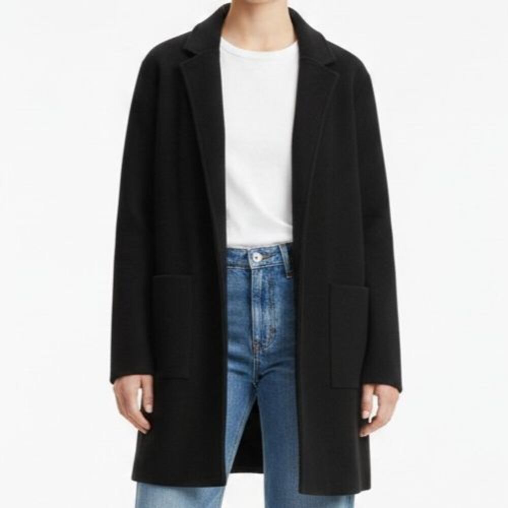 J Crew Open Front Merino Wool Sweater Medium Blazer Women Black Jacket Cardigan
